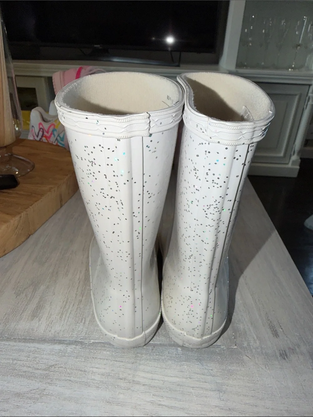Hunter Kids White Glitter Rain Boots